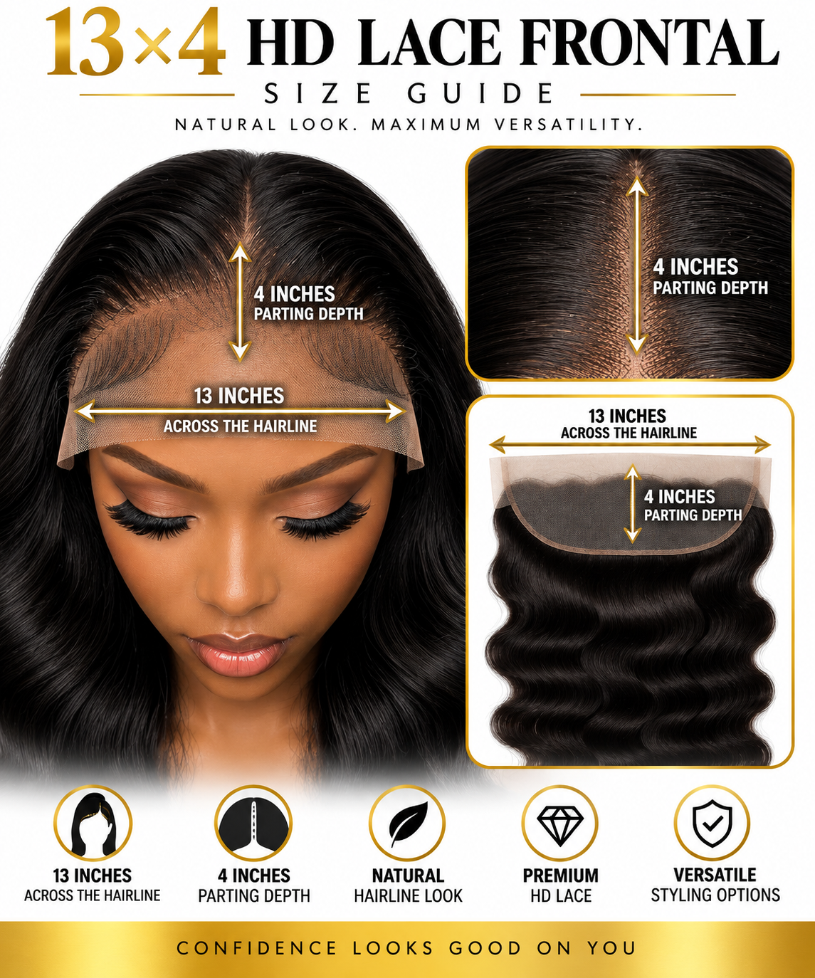 13x4 HD Lace Frontal Size Guide