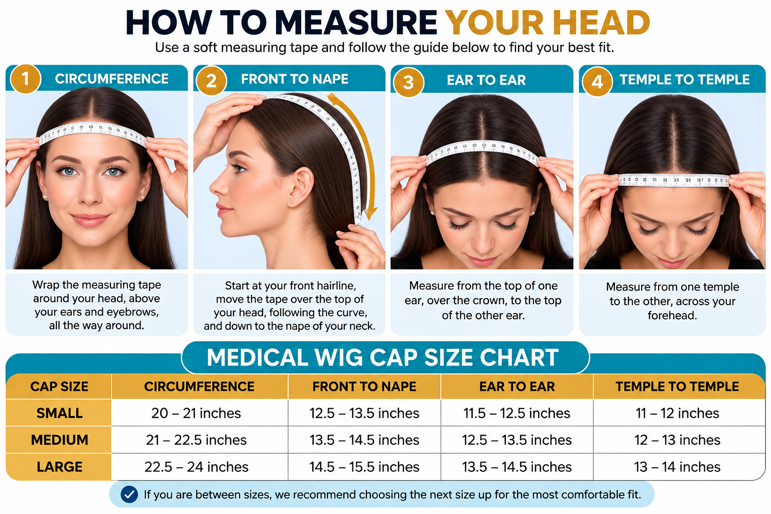 How to measure your head for a custom medical wig and cranial prosthesis cap size