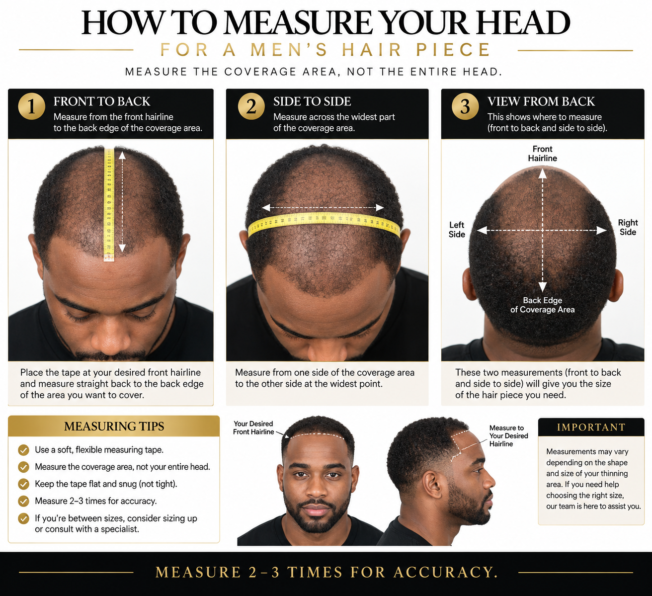 How to measure for a men's hair piece