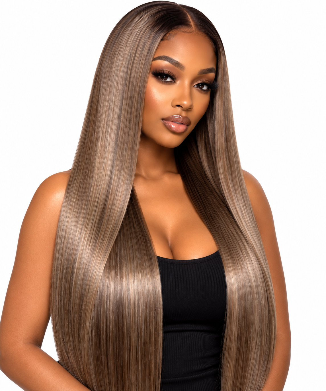 Russian Straight Hair on Black Model
